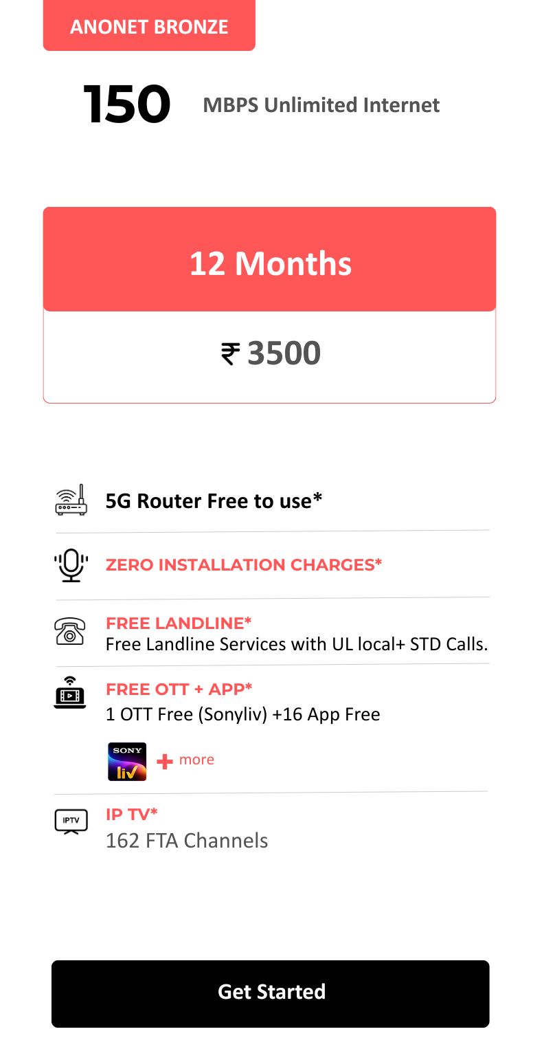 ANONET Bronze 150Mbps UL