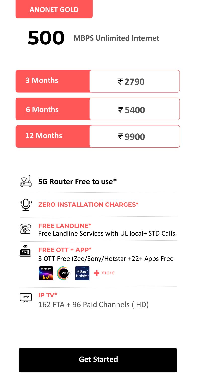 ANONET Gold 500Mbps UL